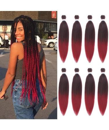Xtrend 26 Inch EZ Braids 8Packs Ombre Bungundy Pre-Stretched Easy Braiding Hair Extensions Itch Free Hot Water Setting Synthetic Fiber Hair Extensions 1B900# 26 Inch (Pack of 8) 1B900# - Buy Online on GoSupps.com