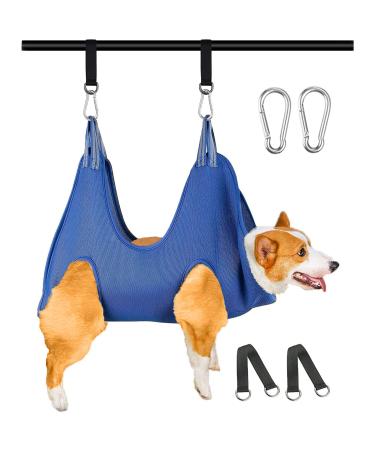 VEXLEM Pet Grooming Hammock for Dogs & Cats Pet Grooming Hammock Pet Grooming Sling Dog Grooming Harness Helper Pet Nail Clip Bag for Grooming Bathing Nail Cutting Eye Care (S (8-10) in Blue) S (8-10) in Blue