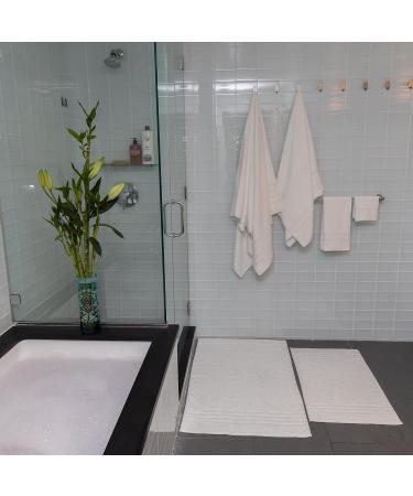 Hotel Luxury Bamboo Viscose-Cotton XL Bath Mat 28X44 - White Oversized Bath Rug - Buy Online on GoSupps.com