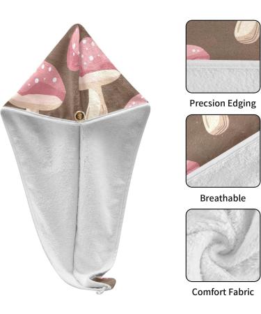 Super Absorbent Pink Mushrooms Hair Towel 2 Pack - Quick Dry Turbans for Women & Girls - Buy Online on GoSupps.com
