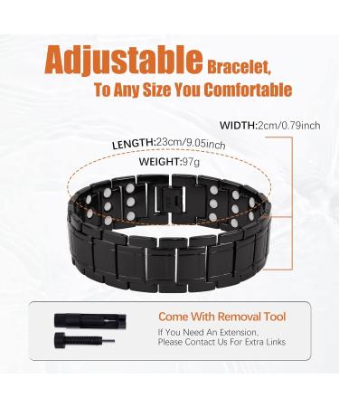 Jeracol 99.99% Solid Copper Magnetic Bracelet for Men | 3X Ultra Strength Magnets (3500 Gauss) | Adjustable Size | Jewelry Gift Box | Black - Buy Online on GoSupps.com