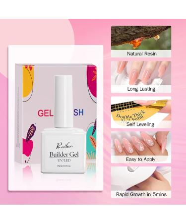Rechoo Builder Gel 15ML Orange-Pink Set with 50pcs Nail Forms - Nail Extension & Strengthening Builder Gel - Buy Online on GoSupps.com