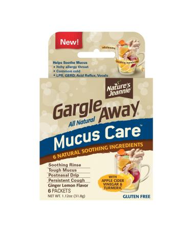 Gargle Away by Nature's Jeannie All Natural Mucus Care- Soothes Mucus Post Nasal Drip Persistent Cough 6 Packets Ginger Lemon Flavor 1
