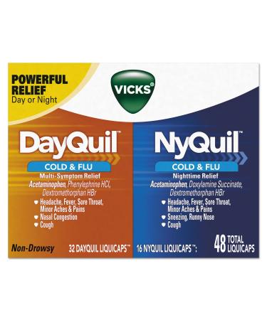 Vicks DayQuil Cold & Flu NyQuil Cold & Flu Combo Pack 48 Liquicaps - Buy Online on GoSupps.com