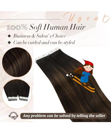 Ugeat Real Hair Tape Extensions - Dark & Medium Brown 60cm 20 Pieces (50g) - #2/6/2 - Buy Online on GoSupps.com