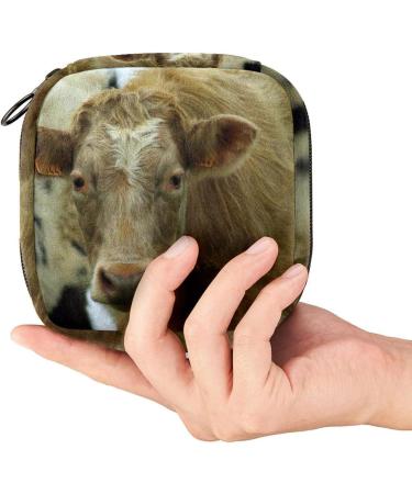 Sanitary Napkin Storage Bag Zipper Menstrual Cup Pouch - Brown Dairy Cattle Cow Theme - Multicoloured - Buy Online on GoSupps.com