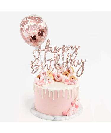 iZoeL Rose Gold Happy Birthday Cake Topper & Confetti Balloons - Perfect Decoration for Girls & Women Celebrations - Buy Online on GoSupps.com