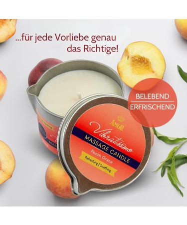 Vibratissimo Massagekerze Peach Grace 50ml | Luxurious Peach Scented Candle for Relaxation | Natural Ingredients & Coconut Oil | Ideal for Sensitive Skin | Perfect Massage Candle - Buy Online on GoSupps.com