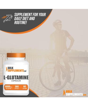 L-Glutamine Capsules - 5000mg Glutamine Supplement for Gut Health | BulkSupplements.com | Gluten Free | 340 Capsules (Pack of 1 - Buy Online on GoSupps.com