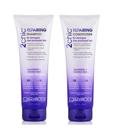 GIOVANNI 2chic Ultra-Repairing Shampoo & Conditioner Set  8.5 oz. Each - Blackberry & Coconut Oil for Dry  Damaged Hair  Argan  Jojoba  Shea Butter & Keratin  Lauryl & Laureth Sulfate Free  Color Safe 1 Count (Pack of 1) - Buy Online on GoSupps.com