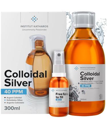 Premium Colloidal Silver 40ppm 10 fl oz  Optimal Concentration Formula, Smaller Particles, Better Results  Laboratory Certified  Liquid Silver Made in EU  Free Spray Bottle to Fill & Ebook