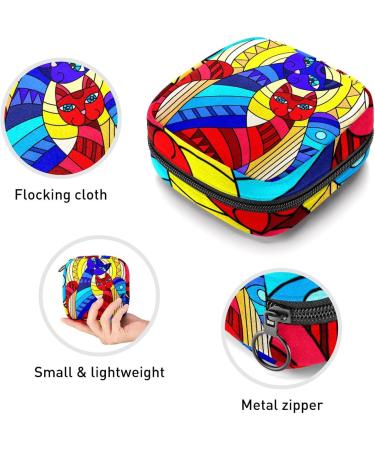 Women s Portable Period Kit - Abstract Geometric Cats Storage Pockets - Feminine Product Bag - Orange Background | Stillpad Waller - Buy Online on GoSupps.com