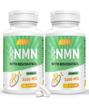 azaroe NAD+ Trans-Resveratrol 1100mg - Pack of 2 - 60 Capsules