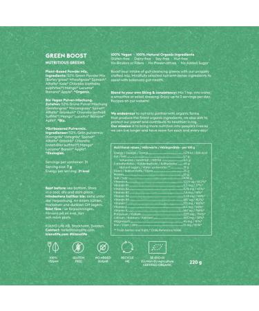 Kiano Green Superfood Mix | 220g Detox & Immune Support | Eco-Friendly Superfoods with Alfalfa & Spirulina - Buy Online on GoSupps.com