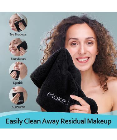 HOMEXCEL Makeup Remover Cloth 6 Pack - Premium Washable Soft 13x13 Inch Towels for All Skin Types - Quick Dry Microfiber Face Towels - Black (6 Count) - Buy Online on GoSupps.com
