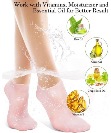 Silicone Moisturizing Socks for Women - Soft Gel Foot Care for Cracked Heels & Dry Feet - Spa Pedicure Treatment (1 Pair - Buy Online on GoSupps.com