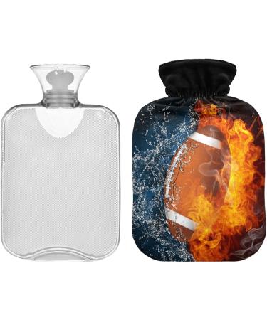 NAANLE Fire American Football Heat Bottle - 1L Transparent Hot Water Bottle for Pain Relief & Therapy | Ideal for Bed Hands & Feet - Buy Online on GoSupps.com