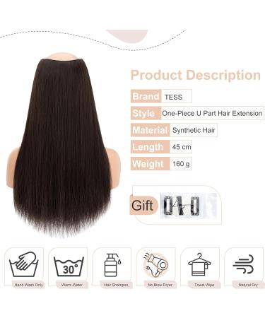 TESS Hair Extensions Synthetic Long Straight Hair Pieces 18 Inch Clip in One Pieces Hair Extensions Long Clips Hair Extension for Women 160g 6A Brown black - Buy Online on GoSupps.com