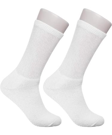 Diabetic Gripper Socks 3 Pack - Unisex Non-Skid Slipper Socks for Men and Women - Physician Approved Hospital Socks with Gripper Bottoms - White Skid 3, Size 13-15 - Buy Online on GoSupps.com
