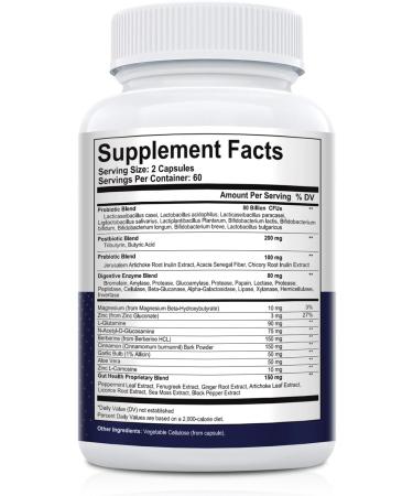 Probiotic Prebiotic Postbiotic & Digestive Enzymes for Digestive Health 80 Billion CFU Probiotics Complete Gut Support with Berberine Cinnamon L-Glutamine for Men & Women 120 Capsules 120 Count (Pack of 1) - Buy Online on GoSupps.com