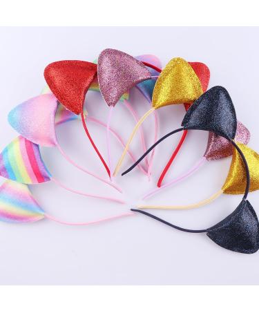 REQO 16 Pieces Cat Ears Headbands Set Cute Glitter Cat Head Accessories Flashing Girls Headdress Party Supplies For Night Clubs Raves Concert Party Christmas Halloween Adults Kids - Buy Online on GoSupps.com