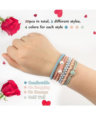 Juome 20Pcs Boho Hair Ties for Women/Girls - No Damage Ponytail Holders for Thick Hair (4 Colors) - Buy Online on GoSupps.com