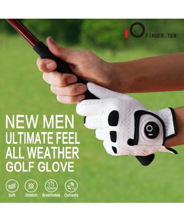 Buy Finger Ten Golf Gloves for Men - Left Hand/Right Hand | All-Weather Leather | 2 & 3 Piece Sets with Ball Marker - Buy Online on GoSupps.com