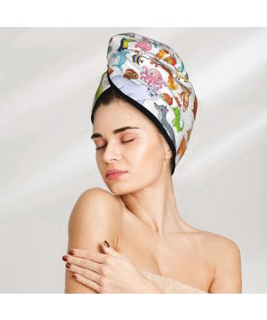 Animal Cartoon Style Hair Towel Wrap - Quick Drying Towel Turban | Perfect Hair Drying Solution - Buy Online on GoSupps.com