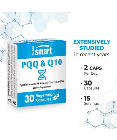 Supersmart PQQ & CoQ10 - Potent Antioxidant for Mitochondria Protection | Non-GMO Gluten-Free | 30 Vegetarian Capsules - Buy Internationally - Buy Online on GoSupps.com