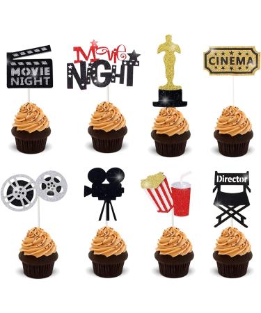 Movie Birthday Party Decoration Happy Birthday Cake Topper Movie Theme Cupcake Toppers for Movie Night Hollywood Party Supplies - Buy Online on GoSupps.com