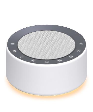 YTE White Noise Machine with 30 High Fidelity Soundtracks, 7 Colors Night Lights, Full Touch Cloth Grille and Buttons, Timer and Memory Features, Plug in, Sound Machine for Baby, Adults