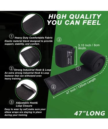 Elbow Wraps for Weightlifting & Powerlifting - 47 Nylon Straps for Men & Women | Joint Stability & Injury Recovery - 1 Pair - Black - Buy Online on GoSupps.com