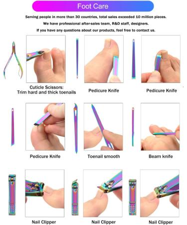 SFYDOM Rainbow Manicure Set - 18 Piece Nail Clippers for Women Gift - Buy Online on GoSupps.com