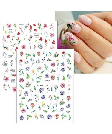 JMEOWIO 9 Sheets Spring Flower Nail Art Stickers Decals Self-Adhesive Colorful Summer Floral Nail Supplies Nail Art Design Decoration Accessories - Buy Online on GoSupps.com