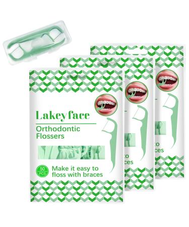 150 Count Orthodontic Flossers for Braces with Floss Dispenser, Braces Flossers for Kids Teeth & Adults, Dental Floss for Braces, Dental Floss Picks, 50 Count Bag (Pack of 3)