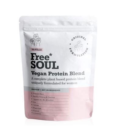 Free Soul Vegan Protein Powder for Women | 20 Servings | 20g Protein | Added Superfoods & Vitamins | Gluten & Soy Free Plant Based Protein Shake | Pea and Hemp Isolate Protein | 1.32Lb (Vanilla)