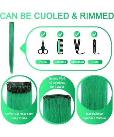 Rhyme 9PCS 21 Green Clip in Hair Extensions for Women & Girls - Party Highlights - Buy Online on GoSupps.com