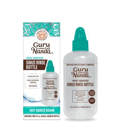 GuruNanda Sinus Rinse Bottle - Comfort Tip for Natural Nasal Irrigator Relief for Adults & Kids - 240ml Capacity 1 Count Sinus Rinse Bottle