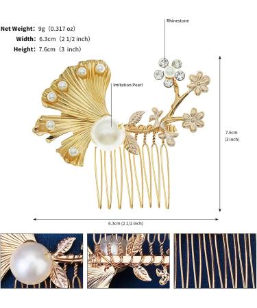 Bridal Hair Comb Vintage Bridal Headdress Alloy Hair Comb Pearl Hair Comb Wedding Hair Accessories 6.3x7.6cm Gold - Buy Online on GoSupps.com