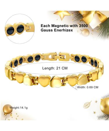 Jeroot Titan Magnet Hard Band Bracelet for Women - 4mm Zirconia Adjustable Size 3500 Gauss Energy Gift Box Included - Buy Online on GoSupps.com