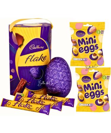 Cadbury Easter Eggs Chocolate Bundle of Cadbury Flake Large Chocolate Easter Egg with 3 Flake Chocolate Bars & 2 Mini Eggs Cadbury Bags (80g) | Easter Eggs Chocolate | Chocolate Gifts - Buy Online on GoSupps.com