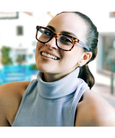 Stylish Sky Blue Tortoise Shell Blue Light Readers for Women - High Vision & Comfortable Reading Glasses - Perfect for All Face Shapes - 2.0 Magnification - Buy Online on GoSupps.com