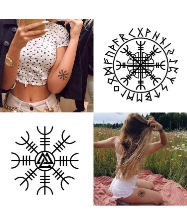 Tattoonova Temporary Viking Compass Fake Tattoos - 6 Sheets Party Favors for Men - Buy Online on GoSupps.com