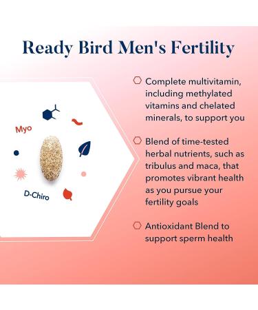 Ready Bird Men's Fertility Vitamins for Conception - Male Prenatal Supplements with Bonus Tips - 30 Count - Buy Online on GoSupps.com
