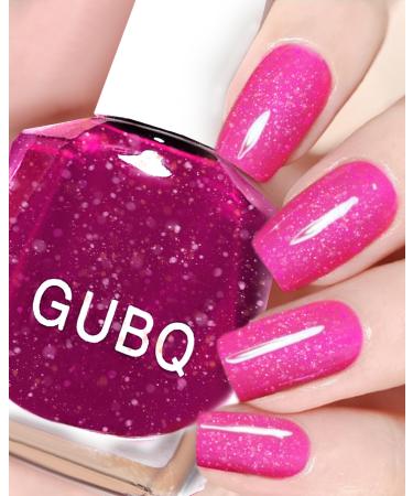 Quick Dry Hot Pink Gel Polish 12ml Barbie Pink Glitter Super Lustrous Chrome Gel Nail Polish Bright Magenta Pink Shimmer Iridescent Soak Off Nail Art Women Girl Home DIY Nail Lacquer Manicure-07 #Hot Pink Glitter