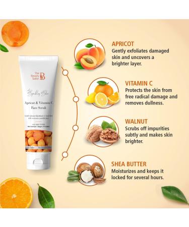 Apricot and Vitamin C Face Scrub | For Bright And Glowing Skin | Naturally Exfoliating | Removes Blackheads & Dead Skin Cells | Suitable to All Skin Types for Men and Women | 100gm - Buy Online on GoSupps.com