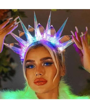 Zoestar Light Up Headbands LED Goddess of Liberty Crown Headband Glowing Nightclub Hair Band Party Rave Hair Accessories for Women and Girls - Buy Online on GoSupps.com
