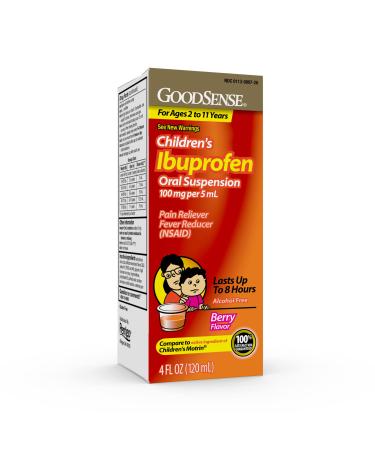 GoodSense Children's Ibuprofen Oral Suspension 100 mg per 5 mL Pain Reliever and Fever Reducer Berry Flavor 4 Ounces