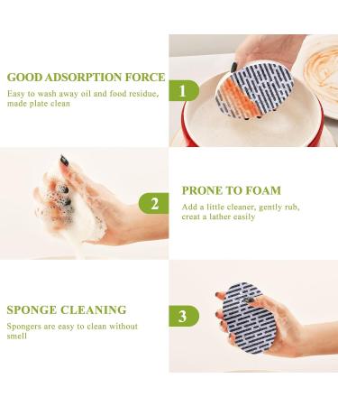 3-Pack Cleaning Kitchen Sponges Oval Purple Black Stripe Kitchen Cellulose Dishwashing Wood Pulp Cotton - Buy Online on GoSupps.com