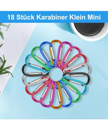 18 Pieces Mini Karabiner Keyring Set - Colorful Aluminum Clips for Outdoor Camping & Hiking - Buy Online on GoSupps.com